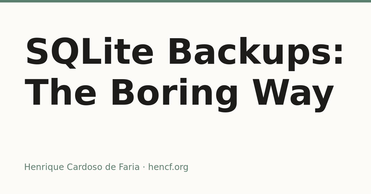 SQLite Backups: The Boring Way — Henrique Cardoso de Faria
